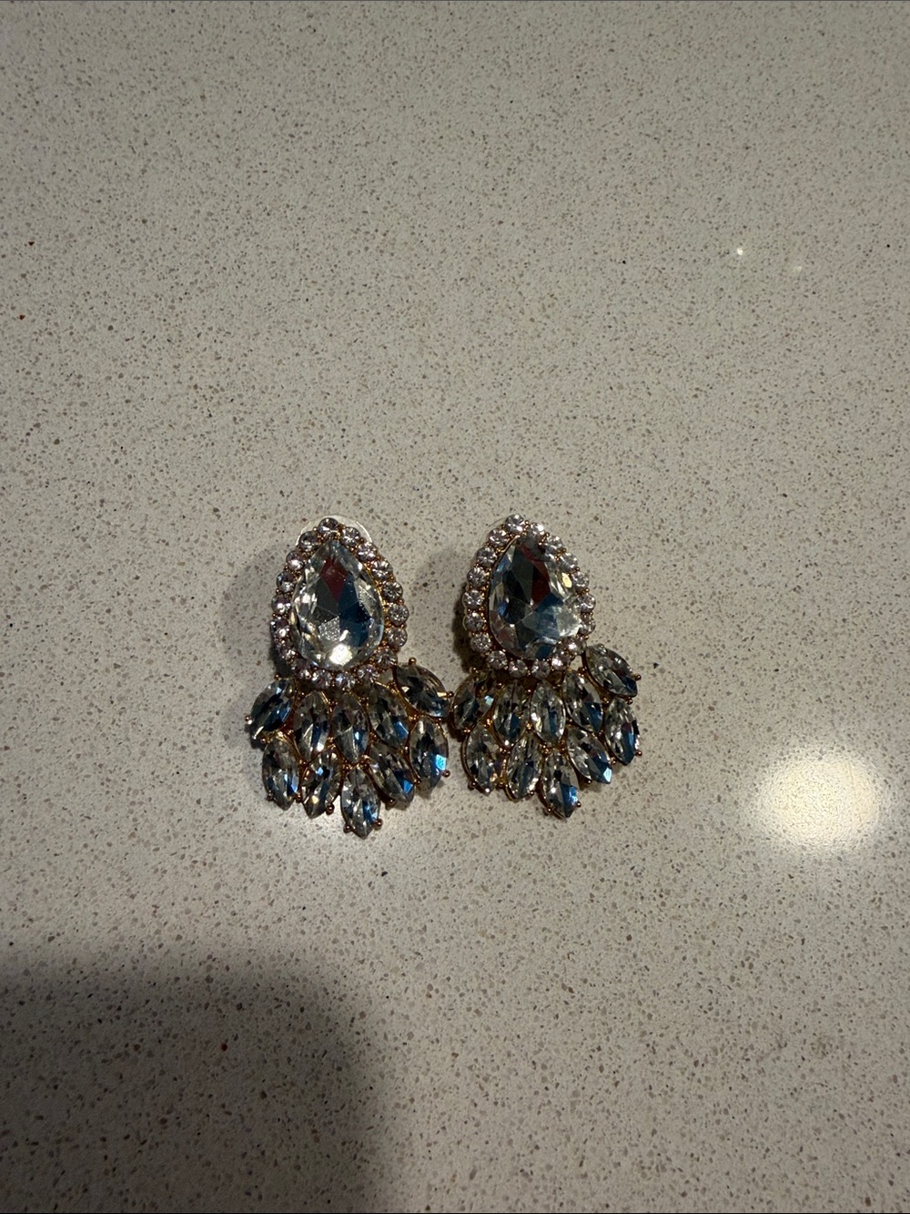 Lane Bryant Silver Clear Teardrop Fringe Earrings